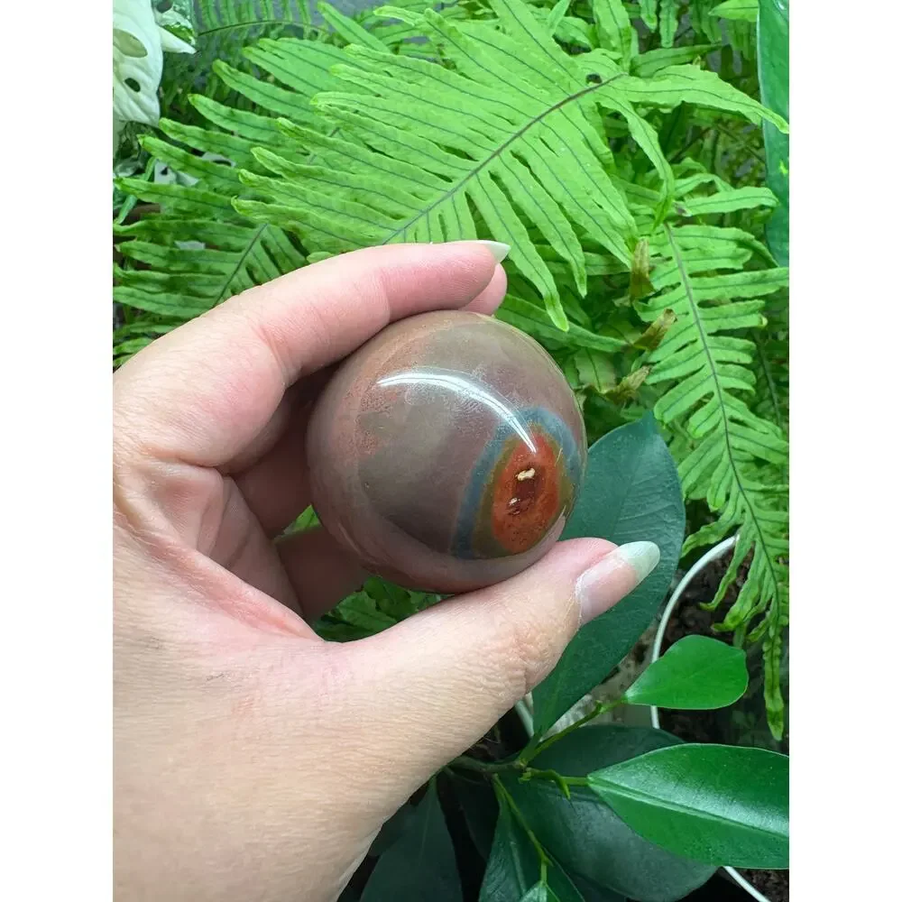 Polychrome Jasper Sphere – Earthy Red & Grey Orb - Picture 7 of 10
